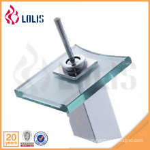 Chrome single lever basin sink led glass waterfall faucet